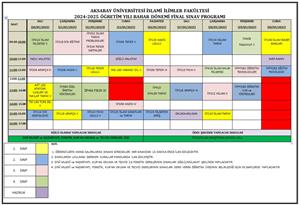 2024-2025 BAHAR DÖNEMİ FİNAL SINAV PROGRAMI