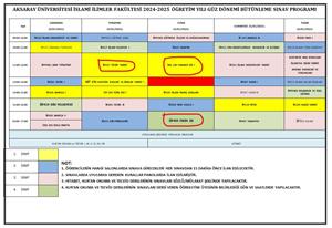 DÜZELTME ! 2024-2025 Eğitim Öğretim Yılı Güz Dönemi Bütünleme Sınav Programı